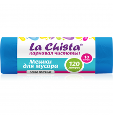 Мешки для мусора Повышенной прочности La Chista 120л./10шт. Cиние/14 мкм, *24 - 4627087922023