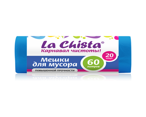 Мешки для мусора Повышенной прочности La Chista 60л./20шт. Синие/12 мкм, *24 - 4627087920180