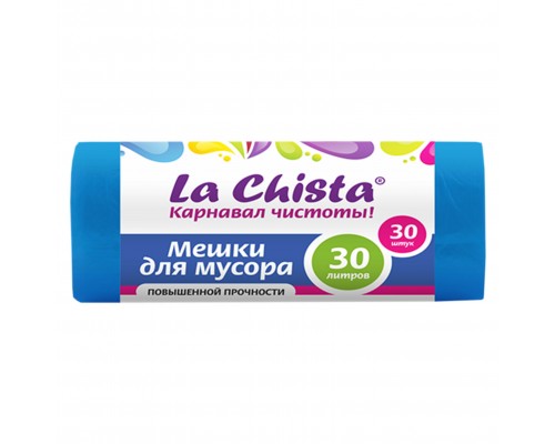 Мешки для мусора Повышенной прочности La Chista 30л./30шт. Синие/10 мкм, *35 - 4627087920173